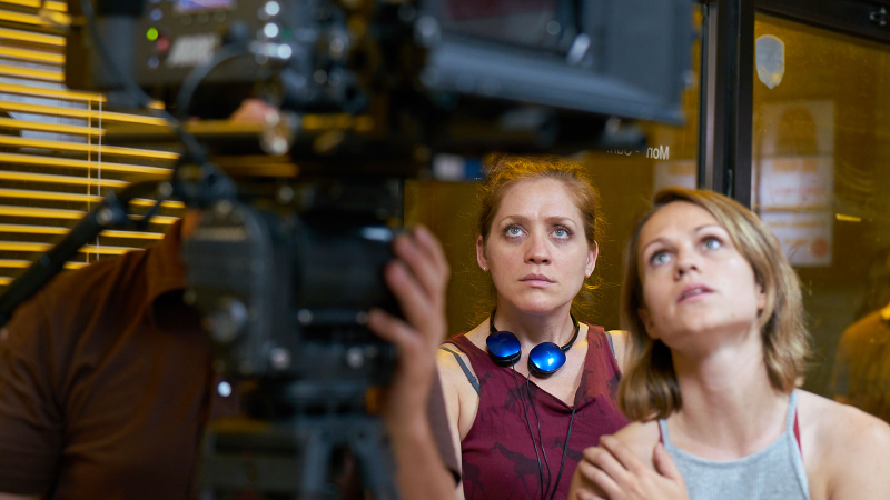 Augustine Frizzell on set